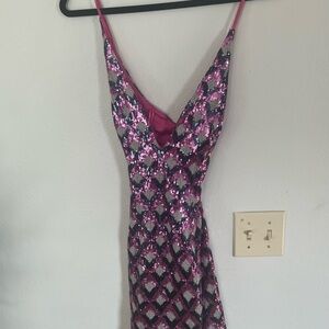 NWT$595-Ramy Brook Berkley Sequins Checkmate Sexy Mini Dress NYE Cocktail Party